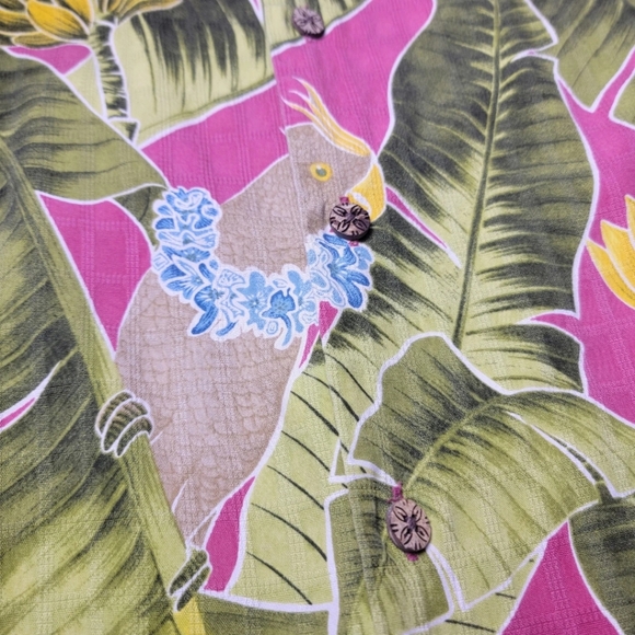 Tommy Bahama Parrot Cockatoo Lei Silk Camp Shirt S - Picture 5 of 8
